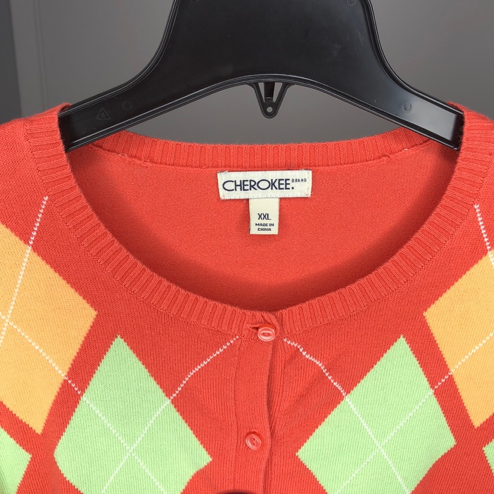 Argyle print orange sweater - Picture 3 of 3